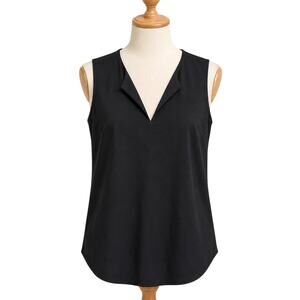 Jude Connally Ali Top Womens Large Black Sleeveless Split Neck Stretch